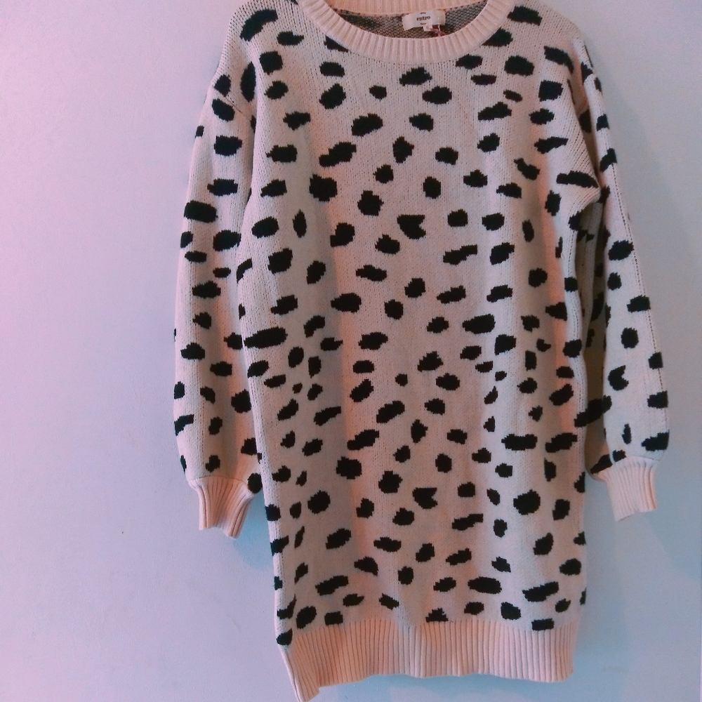Animal Print Mini Sweater Dress